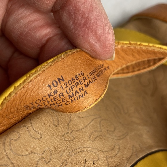 Sofft size 10N orange and yellow leather slip on sandals 4” heel great condition - Picture 9 of 10